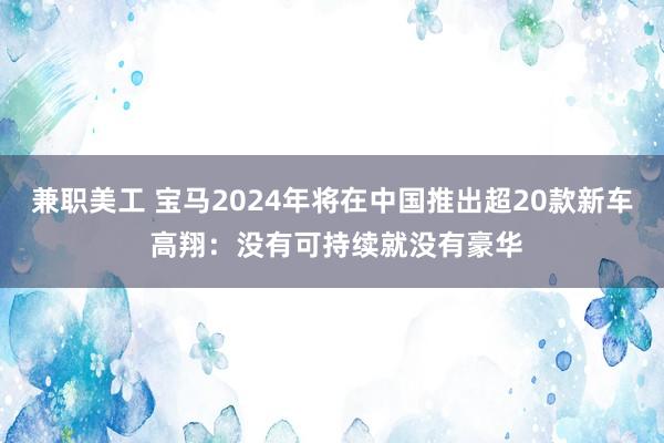 兼职美工 宝马2024年将在中国推出超20款新车 高翔：没有可持续就没有豪华